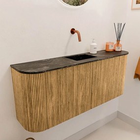 Mondiaz Joya DLux 105cm toiletmeubel ronding links/rechts oak met wastafel faye midden zonder kraangat lava