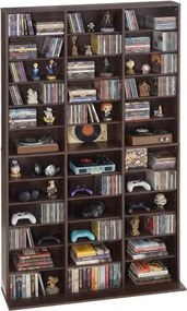 VEVOR Mediaplank, 1018x231x1810 mm, Multimedia-opbergmeubel, Wandunit met 12 planken, 36 vakken voor cd's, dvd's, boeken en games, cd-rek voor woonkamer, thuiskantoor, opnameruimte