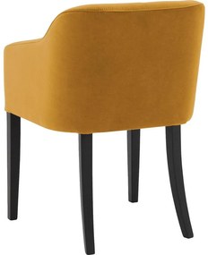 Goossens Eetkamerstoel Peda geel velvet stof met armleuning, elegant chic
