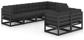 vidaXL 7-delige Loungeset met kussens massief grenenhout