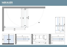 Brauer Void Carving profielloze douchecabine 90x100cm messing geborsteld PVD