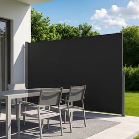 VEVOR Uitschuifbaar zijzonnescherm 180x300 cm, rolgordijn van 180 g/m² polyesterstof, wandzonnescherm, windscherm, zonwering, privacyscherm, ruimteverdeler voor tuin, balkon, zwembad, terras, zwart