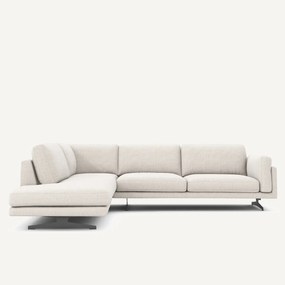 Hoekbank met longchair, in gespikkeld canvas, CÉSAR