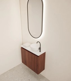 Gliss Design Echo toiletmeubel 60cm choco eiken met toppaneel wit mat