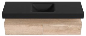 Zaro Alan badmeubel 160cm washed oak 2 lades met vrijhangende wastafel cloud midden 1 kraangat urban
