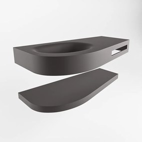 Mondiaz Riva 100cm wastafel met planchet Dark Grey en wastafel links 0 kraangaten Dark Grey