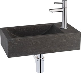 Saqu Nature Collection fonteinset met moderne chromen kraan rechts natuursteen
