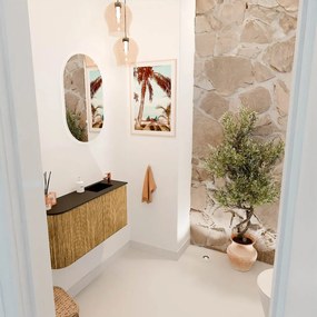 Mondiaz Joya 80cm toiletmeubel ronding links oak met wastafel faye rechts 1 kraangat urban