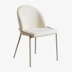 Pak Van 4 Grolet Gestoffeerde Eetkamerstoelen Bouclé Wit - Sklum