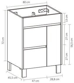 Differnz Sofi meubelset 80cm eiken