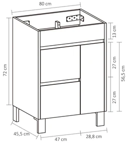 Differnz Sofi meubelset 80cm eiken