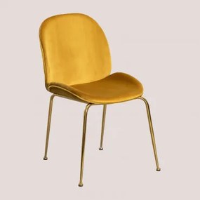 Set Van 4 Pary Fluwelen Eetkamerstoelen Mostaza & Goud - Sklum