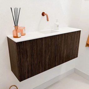 Mondiaz Joya 90cm toiletmeubel walnut met wastafel faye midden zonder kraangat talc