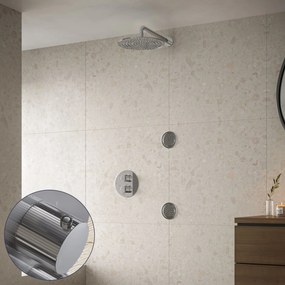 Saniclear Talpa Stripes inbouw regendouche 20cm met ronde massagejets en muurarm chroom