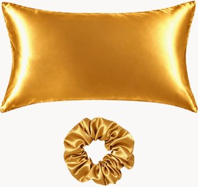 Sierkussenhoes en scrunchie Elle van moerbeizijde satijn, 2-delig