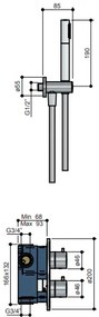 Hotbath Get Together IBS1A inbouw regendouche met 15cm plafondarm, glijstang en 25cm hoofddouche geborsteld nikkel