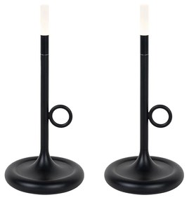 LED Set van 2 buiten tafellampen zwart met dimmer oplaadbaar - Sjarel Design IP44 Buitenverlichting Lamp