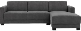 Goossens  My Style antraciet, microvezel, 2,5-zits, stijlvol landelijk met chaise longue rechts