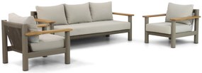 Stoel en Bank Loungeset 5 personen Aluminium/teak Taupe Santika Furniture Santika