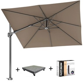 Voyager T2 zweefparasol 270x270 cm Havanna met 75 KG voet en hoes