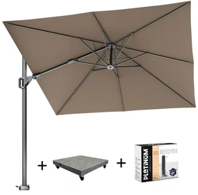 Voyager T2 zweefparasol 270x270 cm Havanna met 90KG voet en hoes