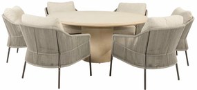 Taste by 4 Seasons Florence low dining set terre met Hampton tafel 160 cm Tuinstoel bruin weerbestendig