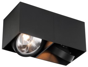 Design Spot / Opbouwspot / Plafondspot zwart rechthoekig AR111 2-lichts - Box Design GU10 Binnenverlichting Lamp