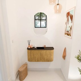 Mondiaz Joya 85cm toiletmeubel ronding links/rechts oak met wastafel faye midden 1 kraangat urban