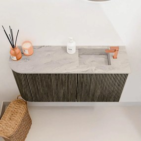 Mondiaz Joya DLux 80cm toiletmeubel ronding links shadow met wastafel faye rechts 1 kraangat glace