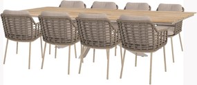 Taste by 4 Seasons Puglia tuinset latte met Minerva tafel met teak blad 280 cm Tuinset   taupe weerbestendig