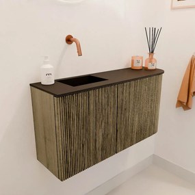 Mondiaz Joya 80cm toiletmeubel ronding rechts dusk met wastafel faye links zonder kraangat urban