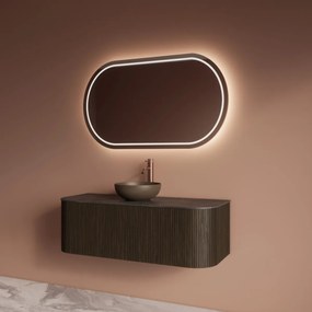 Gliss Design Alluro badmeubel ribbelfront met ronding links/rechts 120cm charcoal en zwart leisteen toppaneel