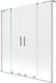 Mexen Velar L Duo badwand twee vleugels schuif 150 x 150 cm, transparant, geborsteld nikkel - 896-150-003-02-97