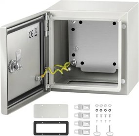 VEVOR schakelkast NEMA industriële behuizing 20x20x15cm NEMA 4X stalen verdeelkast IP66 waterdicht en stofdicht elektrische aansluitdoos voor buiten/binnen
