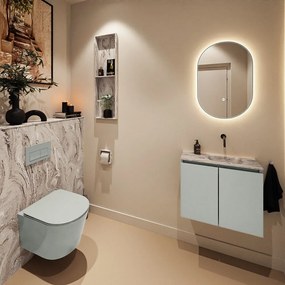 Mondiaz Ture DLux toiletmeubel 60cm greey met wastafel glace rechts zonder kraangat