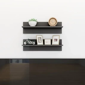 vidaXL Wandschappen 2 st 60x11,5x18 cm spaanplaat hoogglans grijs