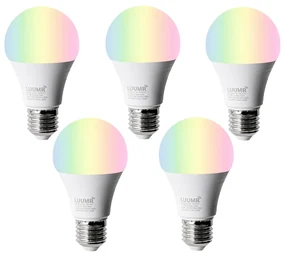 Set van 5 Smart E27 LED lampen A60 mat RGBW 9W 806 lm 2700-6500K