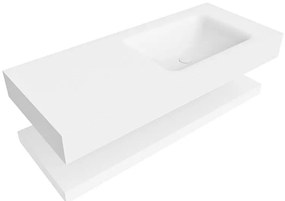 Zaro Alan badmeubel 110cm met planchet talc en vrijhangende wastafel cloud rechts 1 kraangat talc