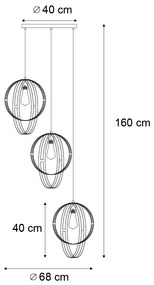 Design hanglamp zwart rond 3-lichts - Indu Design Binnenverlichting Lamp