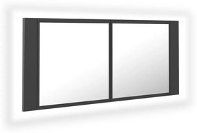 vidaXL Badkamerkast met spiegel en LED 100x12x45 cm grijs