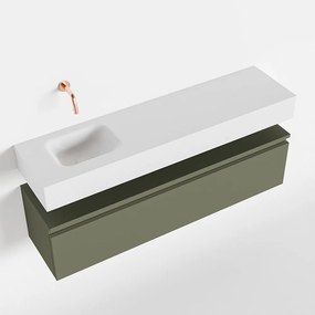 Mondiaz Andor toiletmeubel 120cm army met witte wastafel links zonder kraangat