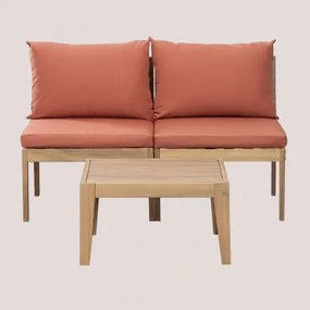 Tuinset Met Een Modulaire Bank In 2 Delen En Een Salontafel In Filips Acaciahout Terracota - Sklum