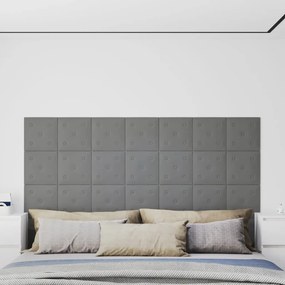 vidaXL Wandpanelen 12 st 1,08 m² 30x30 cm kunstleer grijs