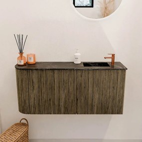 Mondiaz Joya DLux 90cm toiletmeubel ronding links dusk met wastafel faye rechts 1 kraangat lava
