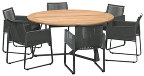 4 Seasons Outdoor Ortea eetset met Basso tafel teak blad Ø 160 cm  Tuinset    houtkleur weerbestendig