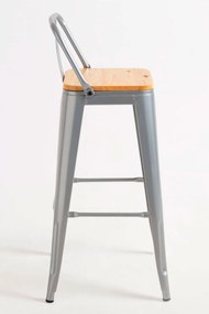Kruk Torix met rugleuning van natuurlijk hout
