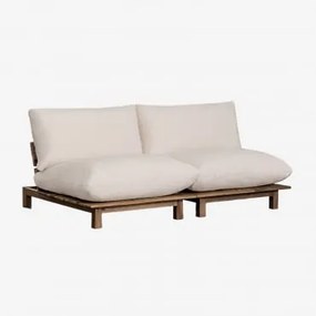 2-delige Modulaire Verstelbare Bank Van Acaciahout Brina Beige – Crème - Sklum