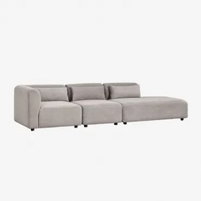 Fogler 3-delige Modulaire Hoekbank Met Chaise Longue Rechts Corduroy Grijs – Taupe – Koel - Sklum