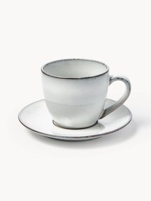 Handgemaakte koffiekopje Nordic Sand met schoteltje