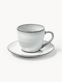 Handgemaakte koffiekopje Nordic Sand met schoteltje